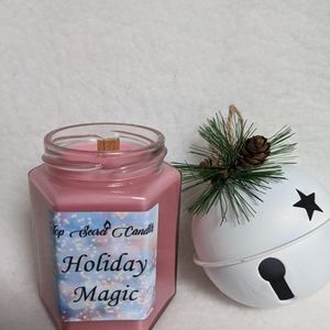 Holiday magic wood wick soy candle and wax melt 6 ounce
